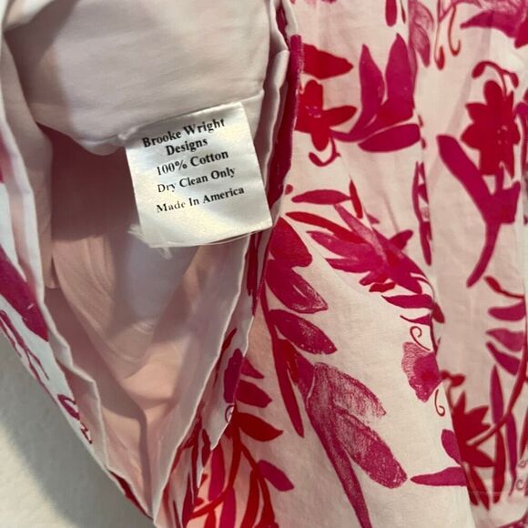 Brooke Wright Pink Red Floral Short Flare Sleeve Blouse Women's Size XS/Small - Picture 5 of 6